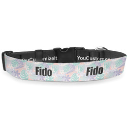 Coconut and Leaves Deluxe Dog Collar - Large (13" to 21") (Personalized)