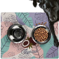Coconut and Leaves Dog Food Mat - Large w/ Name or Text