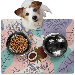 Coconut and Leaves Dog Food Mat - Medium w/ Name or Text