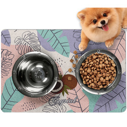 Coconut and Leaves Dog Food Mat - Small w/ Name or Text
