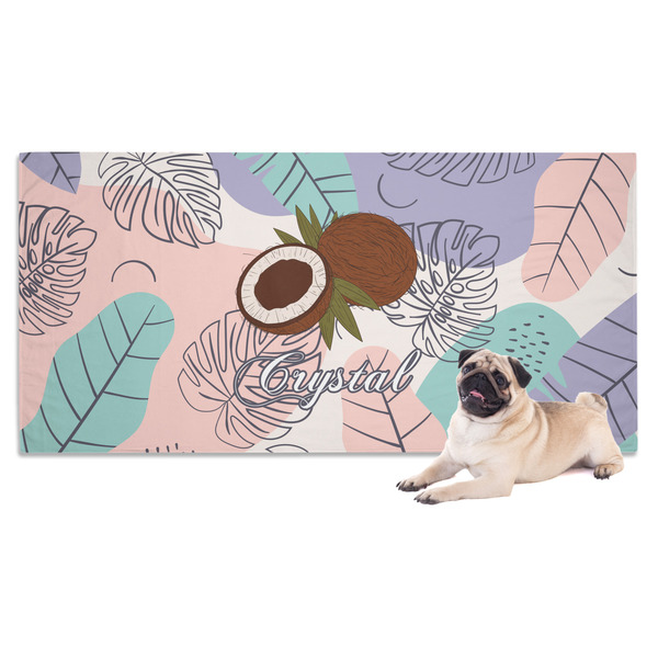 Custom Coconut and Leaves Dog Towel w/ Name or Text