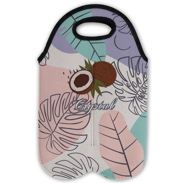 Coconut and Leaves Double Wine Tote - Flat (new)