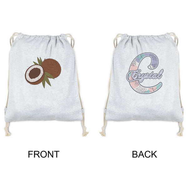 Coconut and Leaves Drawstring Backpacks - Sweatshirt Fleece - Double Sided - APPROVAL
