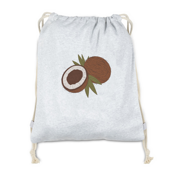Custom Coconut and Leaves Drawstring Backpack - Sweatshirt Fleece