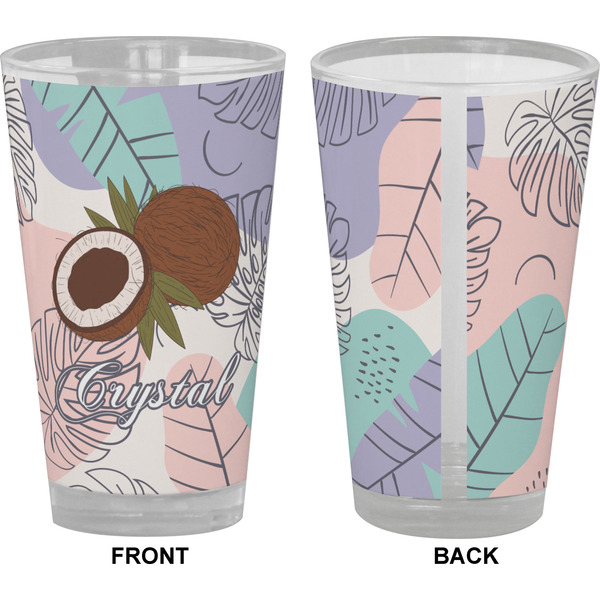 Coconut and Leaves Pint Glass - Full Color - Front & Back Views