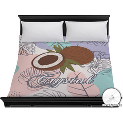 Coconut and Leaves Duvet Cover - King w/ Name or Text