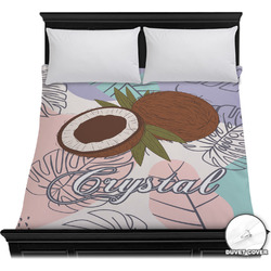 Coconut and Leaves Duvet Cover - Full / Queen w/ Name or Text