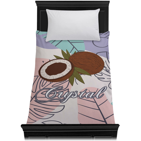 Coconut and Leaves Duvet Cover - Twin XL - On Bed - No Prop
