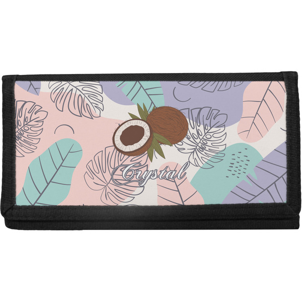 Custom Coconut and Leaves Canvas Checkbook Cover w/ Name or Text