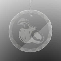 Coconut and Leaves Engraved Glass Ornament - Round