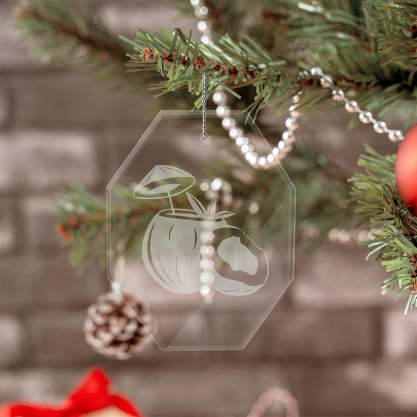 Coconut and Leaves Engraved Glass Ornaments - Octagon (Lifestyle)