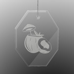 Coconut and Leaves Engraved Glass Ornament - Octagon