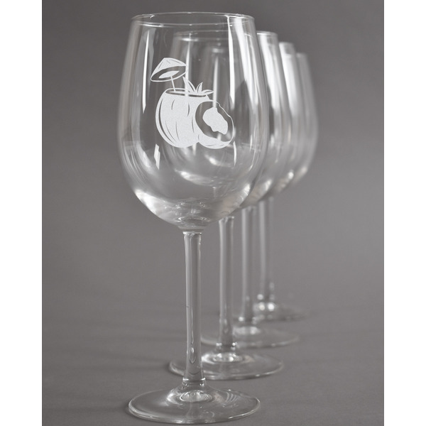 Custom Coconut and Leaves Wine Glasses (Set of 4)