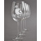 Coconut and Leaves Engraved Wine Glasses Set of 4 - Front View