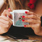 Coconut and Leaves Espresso Cup - 6oz (Double Shot) LIFESTYLE (Woman hands cropped)