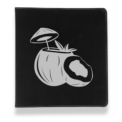 Coconut and Leaves Leather Binder - 1" - Black (Personalized)