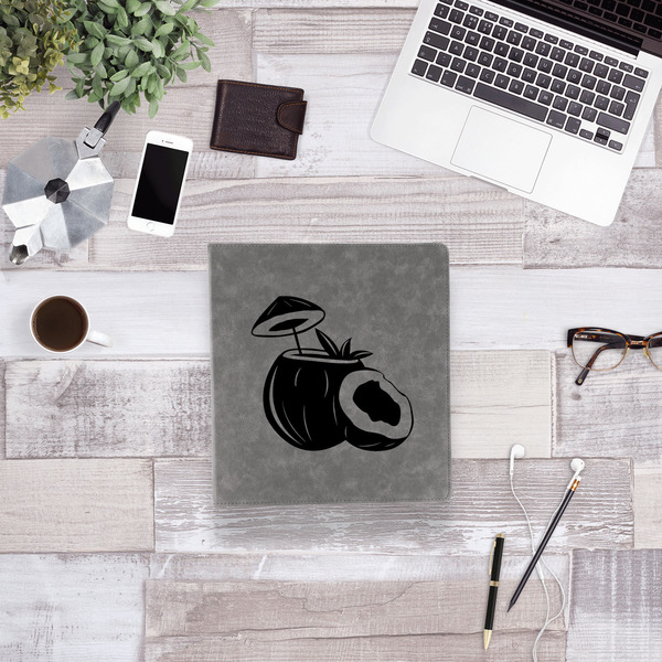 Coconut and Leaves Leather Binder - 1" - Grey - Lifestyle View