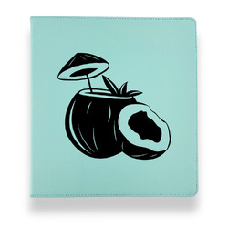 Coconut and Leaves Leather Binder - 1" - Teal (Personalized)