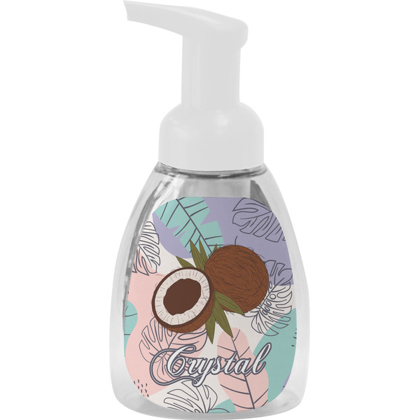 Custom Coconut and Leaves Foam Soap Bottle - White (Personalized)