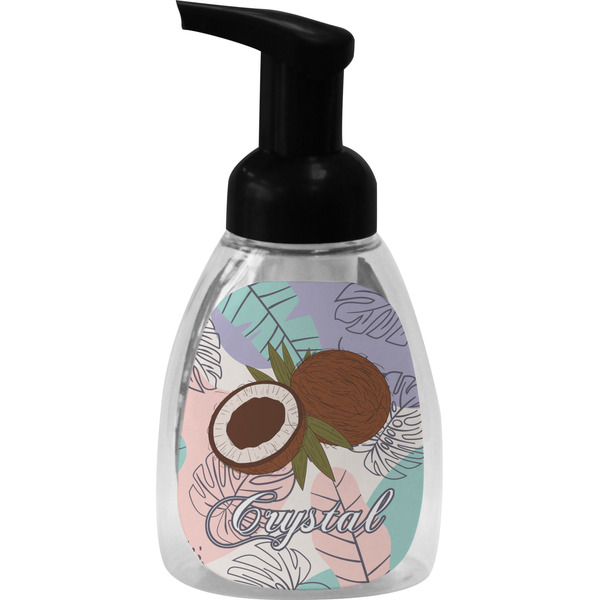 Custom Coconut and Leaves Foam Soap Bottle - Black (Personalized)