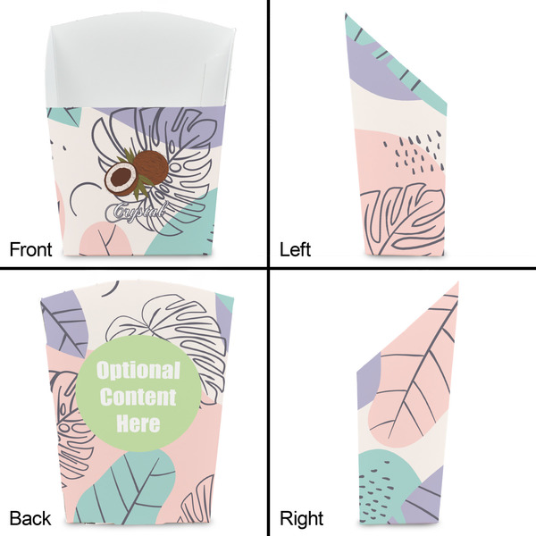 Coconut and Leaves French Fry Favor Box - Front & Back View