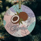 Coconut and Leaves Frosted Glass Ornament - Round (Lifestyle)