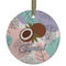 Coconut and Leaves Frosted Glass Ornament - Round