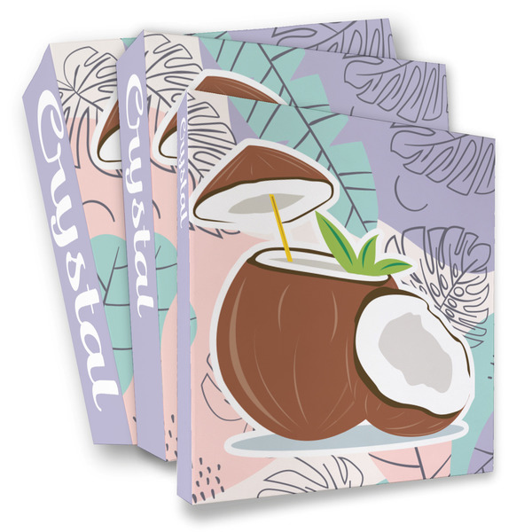 Custom Coconut and Leaves 3 Ring Binder - Full Wrap (Personalized)