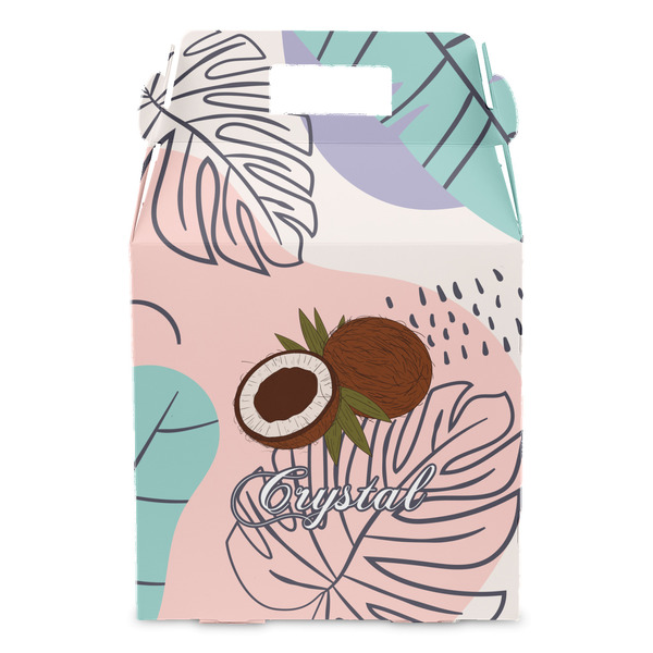 Coconut and Leaves Gable Favor Box - Front