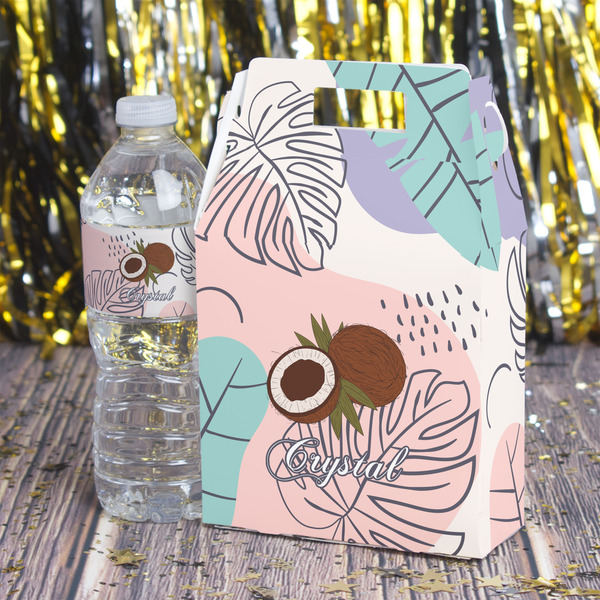 Coconut and Leaves Gable Favor Box - In Context