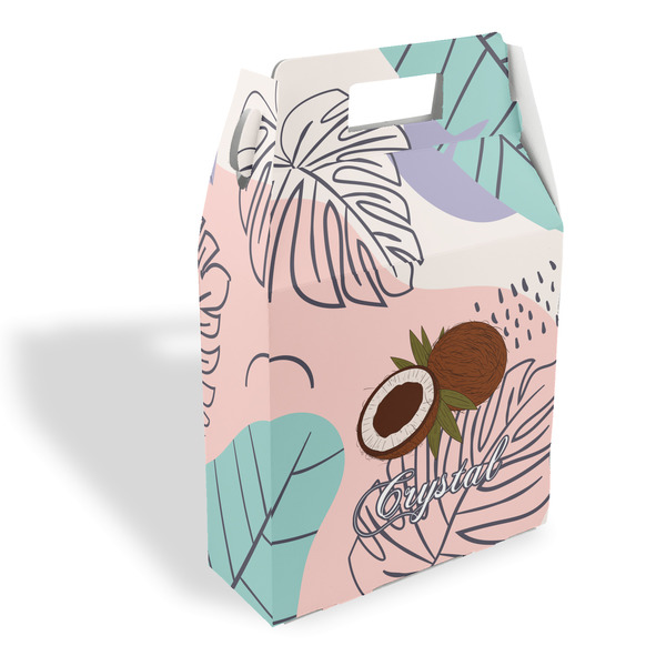 Custom Coconut and Leaves Gable Favor Box (Personalized)