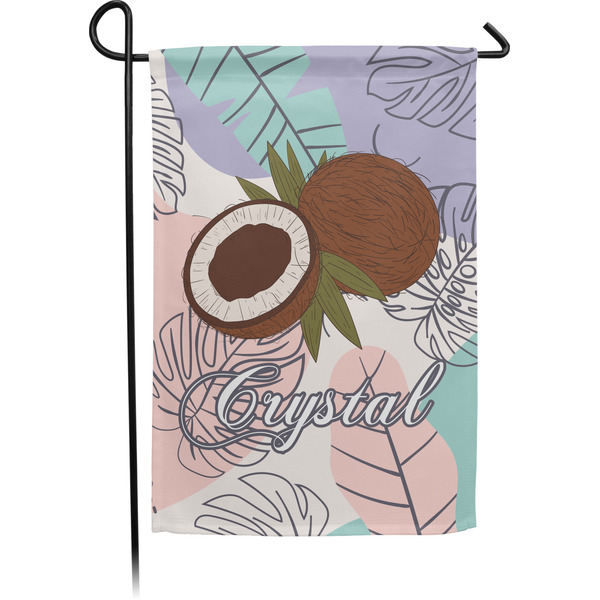 Custom Coconut and Leaves Small Garden Flag - Double Sided w/ Name or Text