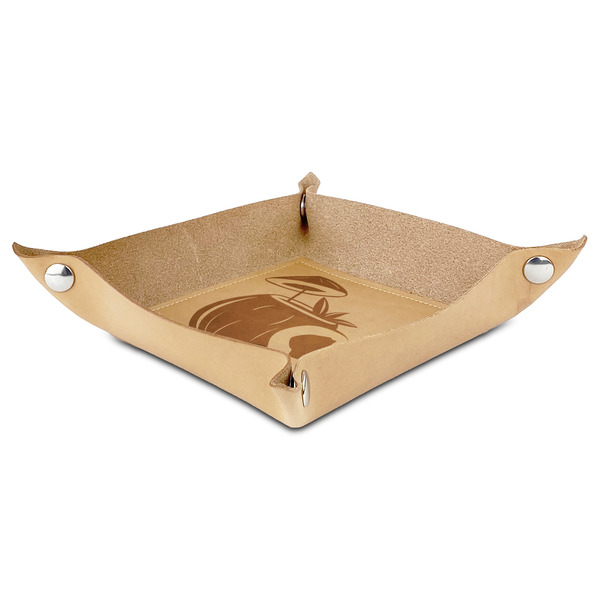 Coconut and Leaves Genuine Leather Valet Trays - ANGLE (folded)