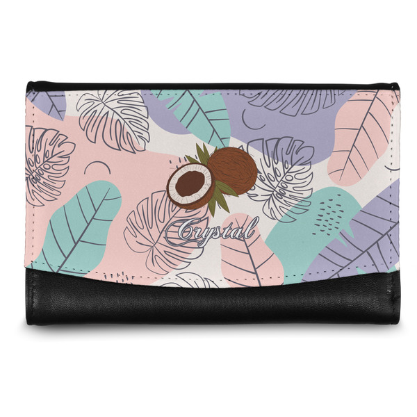 Custom Coconut and Leaves Genuine Leather Women's Wallet - Small (Personalized)