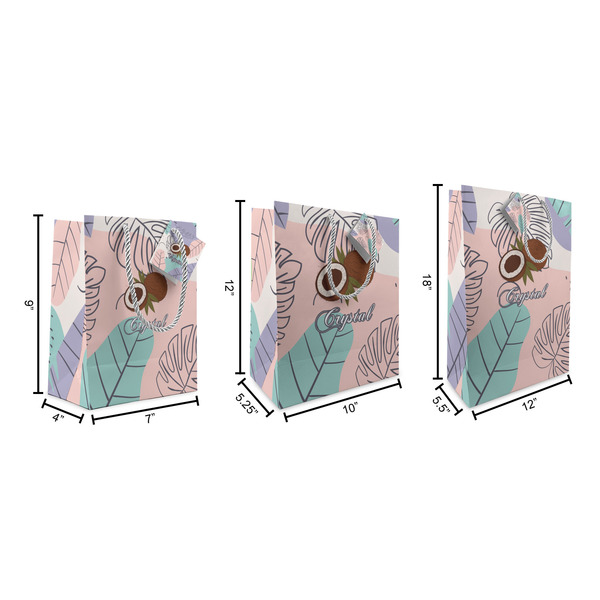 Coconut and Leaves Gift Bags - All Sizes - Dimensions