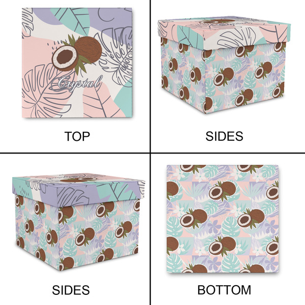 Coconut and Leaves Gift Boxes with Lid - Canvas Wrapped - Large - Approval