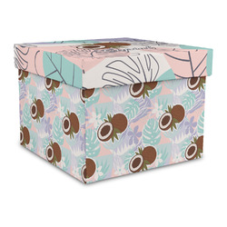Coconut and Leaves Gift Box with Lid - Canvas Wrapped - Large (Personalized)