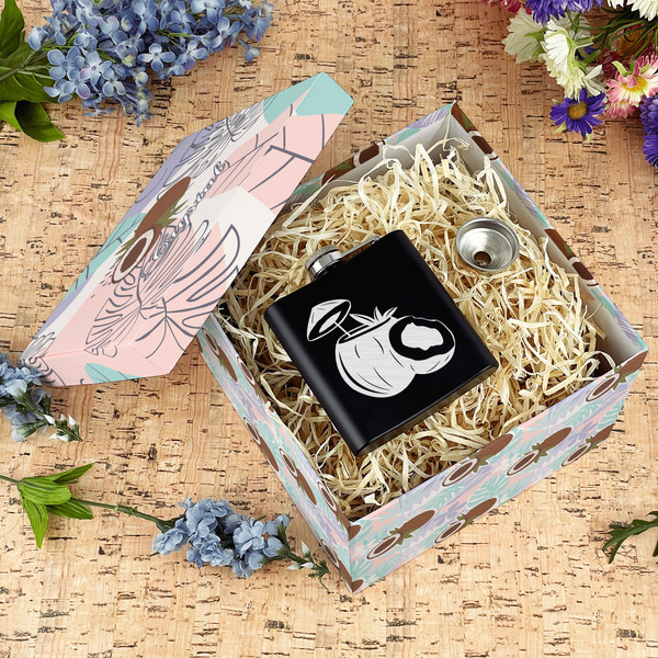 Coconut and Leaves Gift Boxes with Lid - Canvas Wrapped - Large - In Context