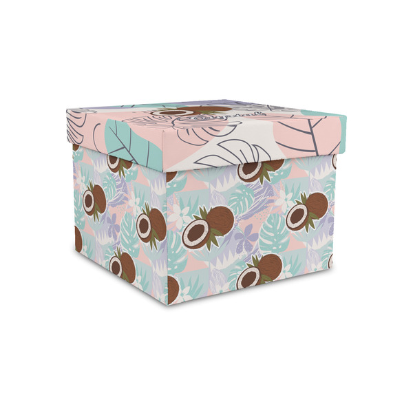 Custom Coconut and Leaves Gift Box with Lid - Canvas Wrapped - Small (Personalized)