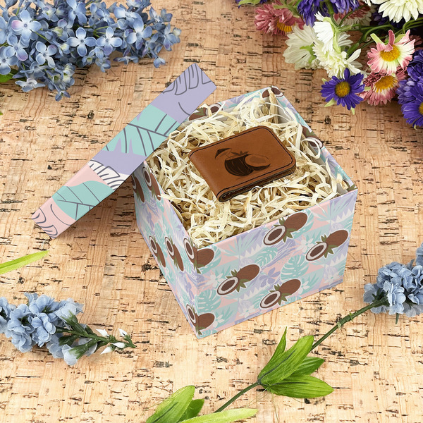 Coconut and Leaves Gift Boxes with Lid - Canvas Wrapped - Small - In Context