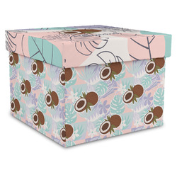 Coconut and Leaves Gift Box with Lid - Canvas Wrapped - X-Large (Personalized)