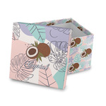 Coconut and Leaves Gift Box with Lid - Canvas Wrapped (Personalized)