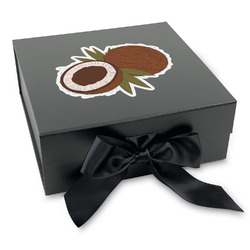 Coconut and Leaves Gift Box with Magnetic Lid - Black