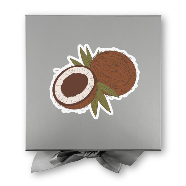 Coconut and Leaves Gift Boxes with Magnetic Lid - Silver - Approval