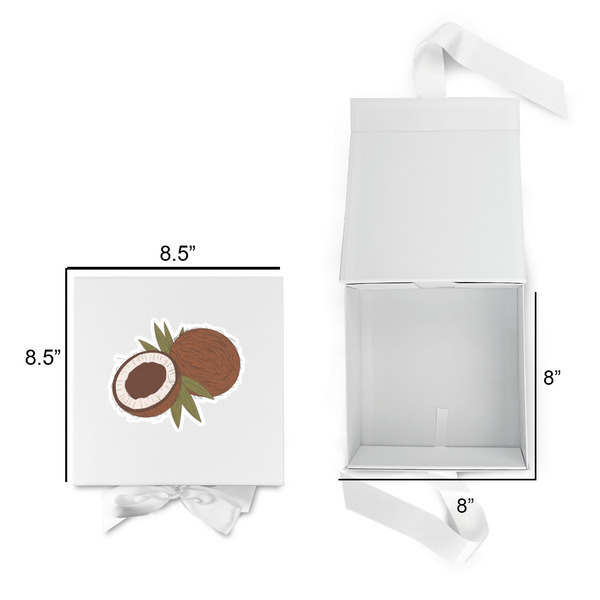 Coconut and Leaves Gift Boxes with Magnetic Lid - White - Open & Closed