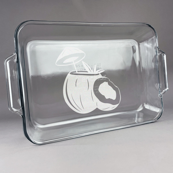 Custom Coconut and Leaves Glass Baking and Cake Dish