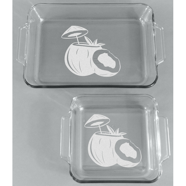 Coconut and Leaves Glass Baking Dish Set - FRONT
