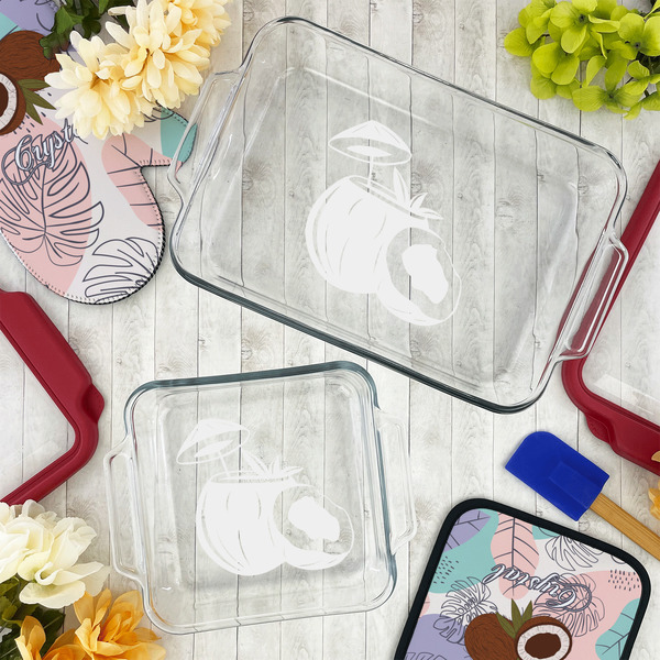 Coconut and Leaves Glass Baking Dish Set - LIFESTYLE