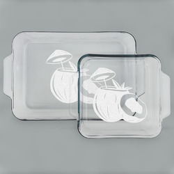 Coconut and Leaves Set of Glass Baking & Cake Dish - 13in x 9in & 8in x 8in