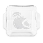 Coconut and Leaves Glass Cake Dish with Truefit Lid - 8in x 8in